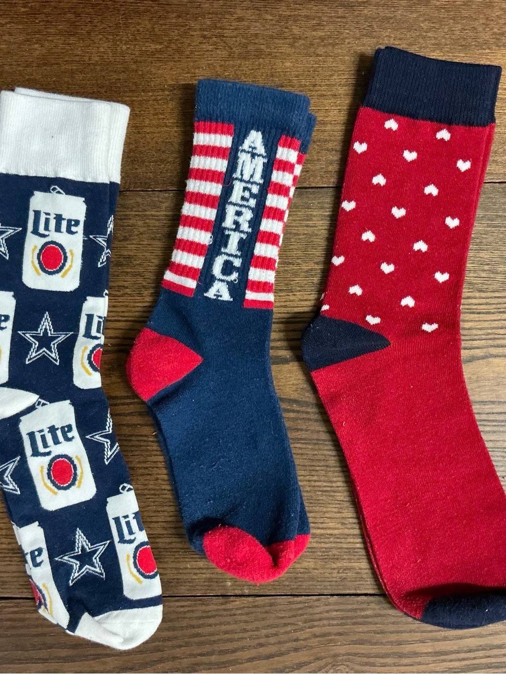 Patriotic 'America' Crew Socks - Blue & Red